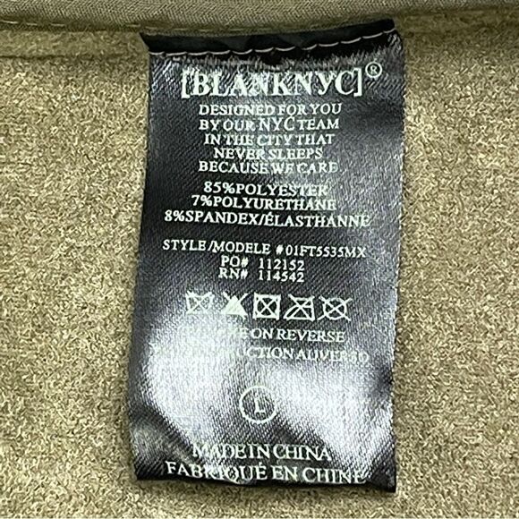 BLANK NYC olive green faux suede snake print open front drape jacket NWT, size L - Picture 11 of 12